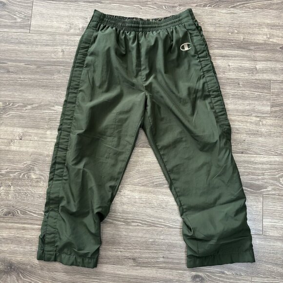 VTG Y2K Champion Snap Button Tearaway Track Pants Mens XS Green Sweatpants Baggy - Picture 1 of 16